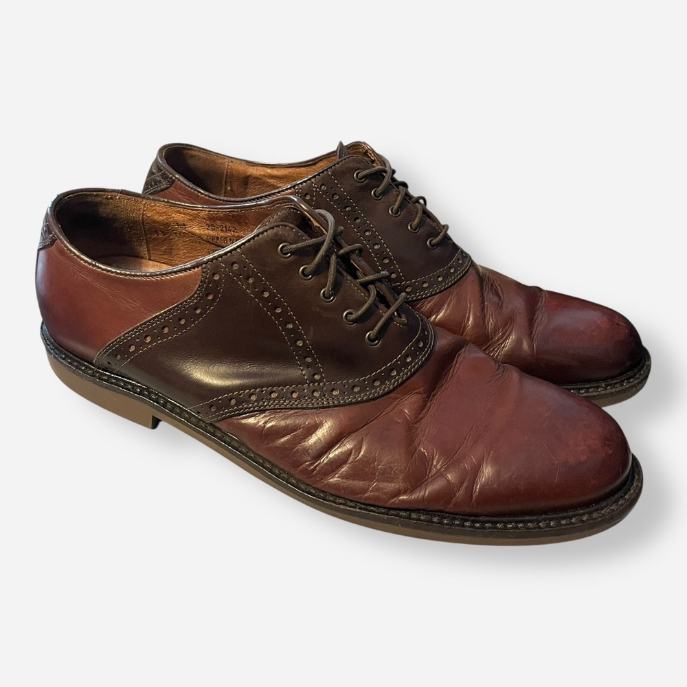 Johnston & Murphy Mens Saddle Oxfords Dress Shoes Sz 13 Brown Two Tone Italy